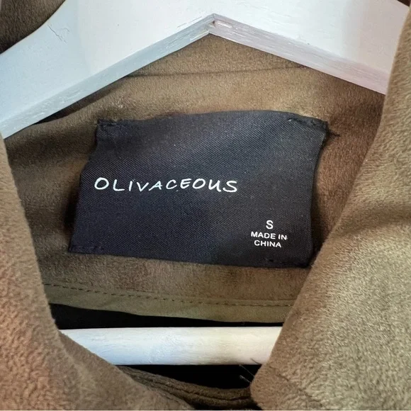 Olivaceous Vegan Faux Suede Moto Jacket Size Small - Picture 7 of 12